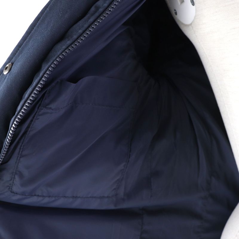 Pyrenex Bordeaux FUR Bordeaux Fur Racoon Fur Hooded Zip Up Down Jacket Navy 34