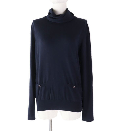 CHANEL 19B P62251 Turtleneck Long Sleeve Knit With Pocket And Coco Mark
