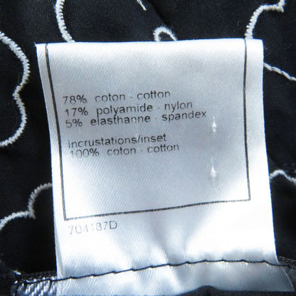 CHANEL 04P P22950 Camellia Pattern Skirt With Logo Plate Black White 36 Made