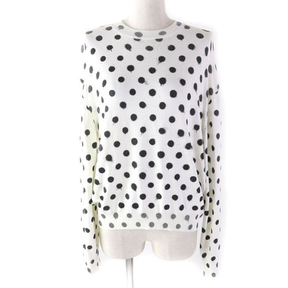 Balenciaga '21 683308 Dot Pattern Crewneck Long Sleeve Knit White Black S Made