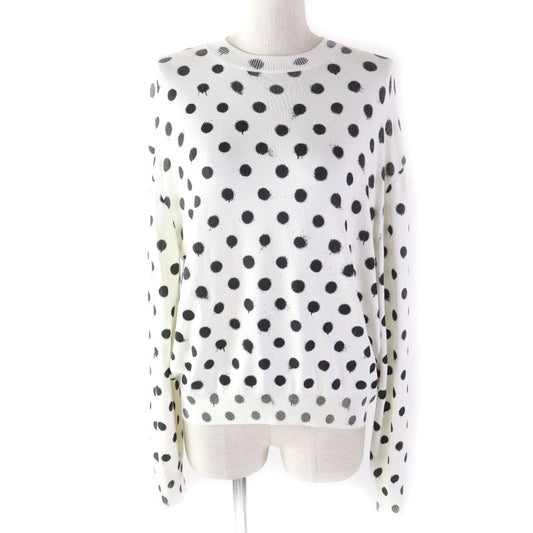 Balenciaga '21 683308 Dot Pattern Crewneck Long Sleeve Knit White Black S Made