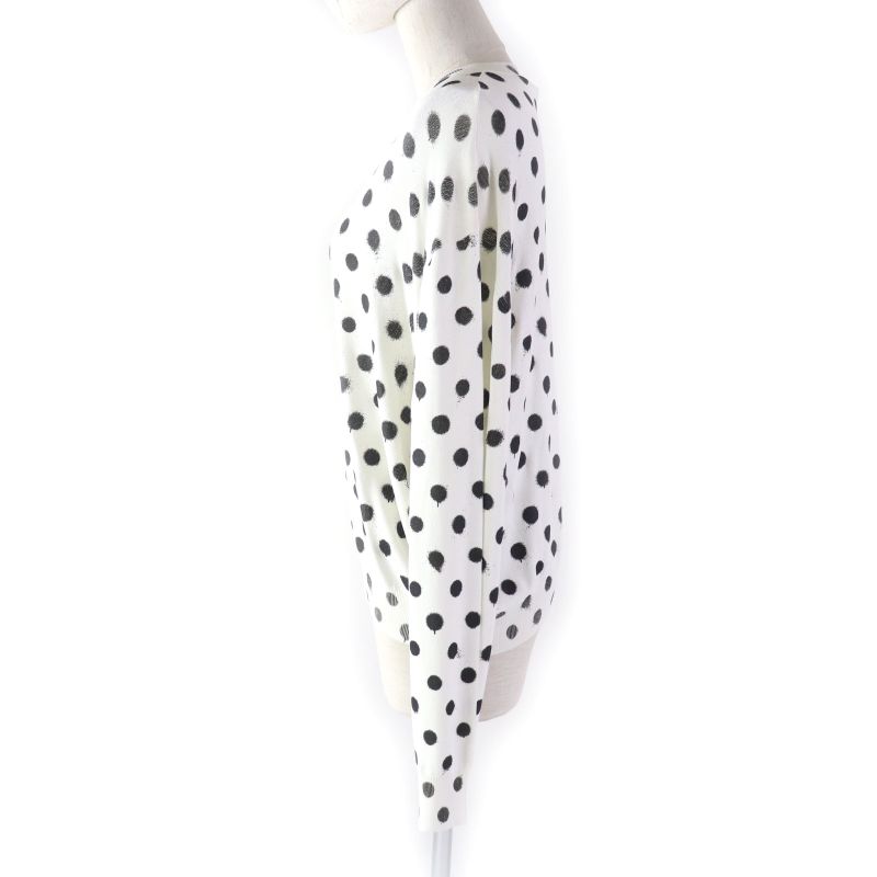 Balenciaga '21 683308 Dot Pattern Crewneck Long Sleeve Knit White Black S Made