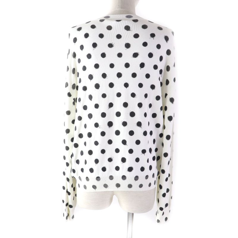 Balenciaga '21 683308 Dot Pattern Crewneck Long Sleeve Knit White Black S Made