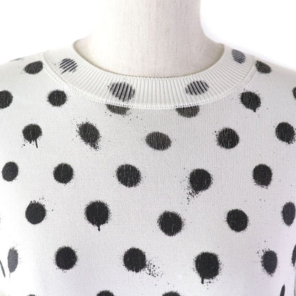 Balenciaga '21 683308 Dot Pattern Crewneck Long Sleeve Knit White Black S Made