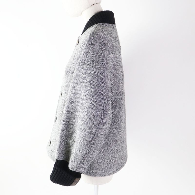 Louis Vuitton 23AW 1acivz Tweed Varsity Jacket/blouson Black White 36 Made In