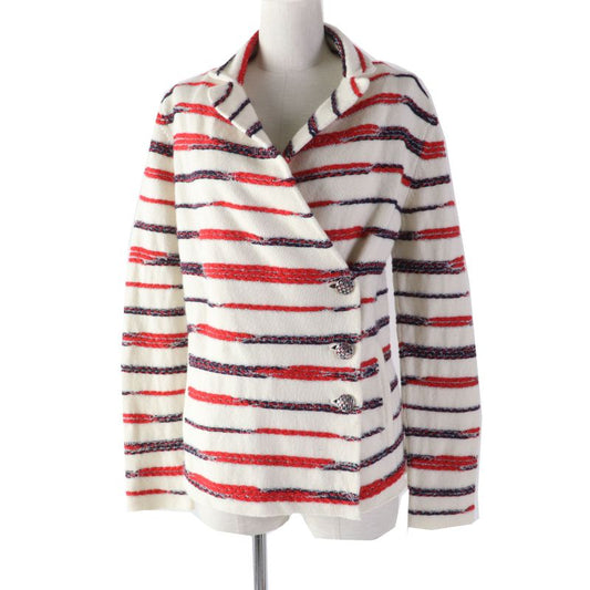 CHANEL P64296 Cashmere Coco Mark Button Striped Knitted Jacket Multi 36 UK