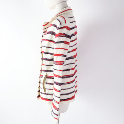 CHANEL P64296 Cashmere Coco Mark Button Striped Knitted Jacket Multi 36 UK