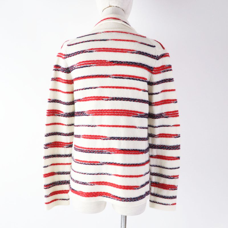 CHANEL P64296 Cashmere Coco Mark Button Striped Knitted Jacket Multi 36 UK