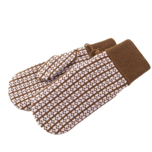 Hermes HOPE 100% Cashmere Mittens/gloves Current Model With H Logo All Over