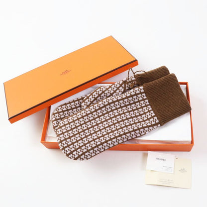 Hermes HOPE 100% Cashmere Mittens/gloves Current Model With H Logo All Over
