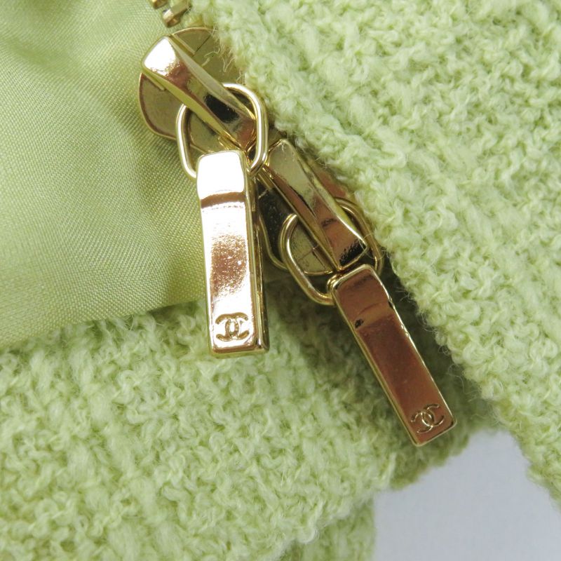 CHANEL P65340 100% Silk Lining With Coco Mark Gold Buttons Front Zip Tweed