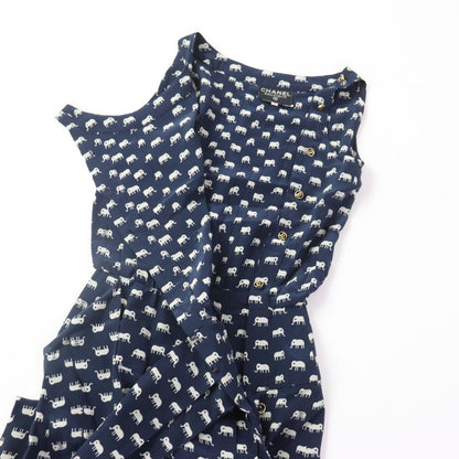CHANEL Rare Mammoth With Coco Hardware Coco Mark Pattern Ribbon Design Sleeveles