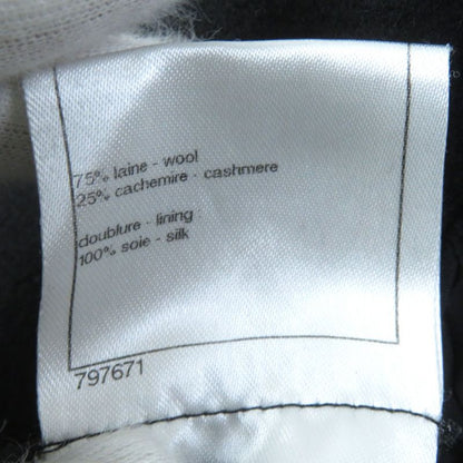 CHANEL P41438 25% Cashmere 100% Silk Lining Coco Mark Parts Wool Skirt Black