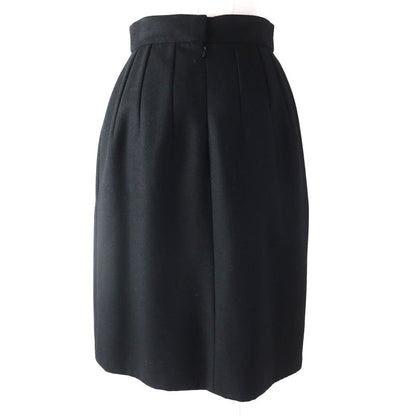 CHANEL P41438 25% Cashmere 100% Silk Lining Coco Mark Parts Wool Skirt Black