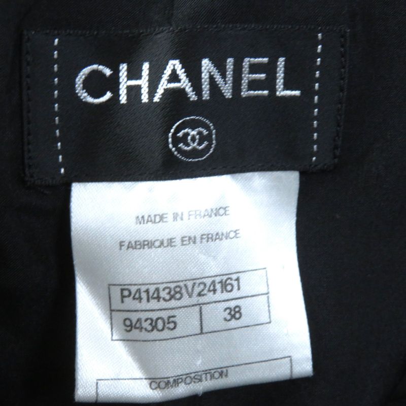 CHANEL P41438 25% Cashmere 100% Silk Lining Coco Mark Parts Wool Skirt Black