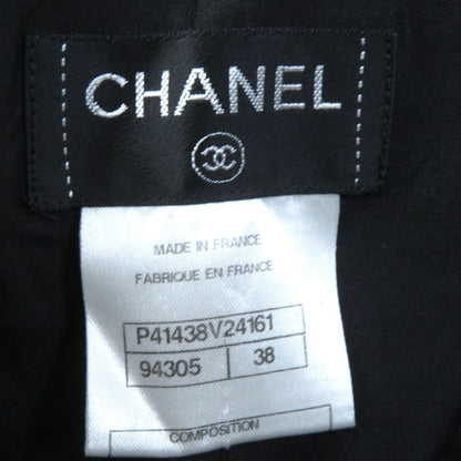 CHANEL P41438 25% Cashmere 100% Silk Lining Coco Mark Parts Wool Skirt Black