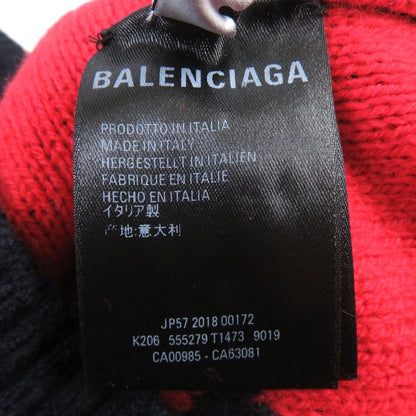 Balenciaga 2018 555279 Wool Jacquard Logo Long Sleeve Knit Sweater Navy XS