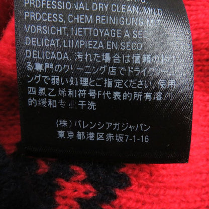 Balenciaga 2018 555279 Wool Jacquard Logo Long Sleeve Knit Sweater Navy XS