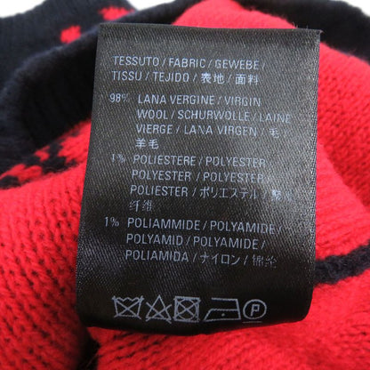 Balenciaga 2018 555279 Wool Jacquard Logo Long Sleeve Knit Sweater Navy XS