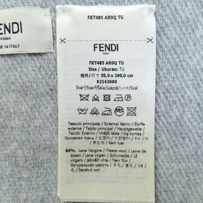Fendi Fxt485 AROQ TU Wool Cashmere Current Item Scarf Light Gray Silver 35.0 X