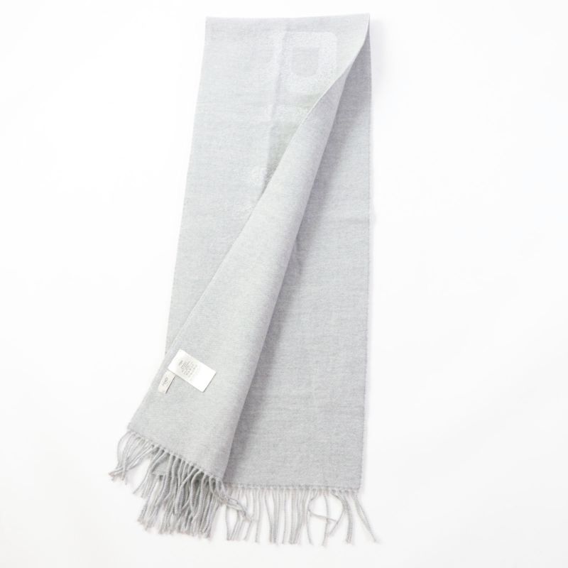 Fendi Fxt485 AROQ TU Wool Cashmere Current Item Scarf Light Gray Silver 35.0 X
