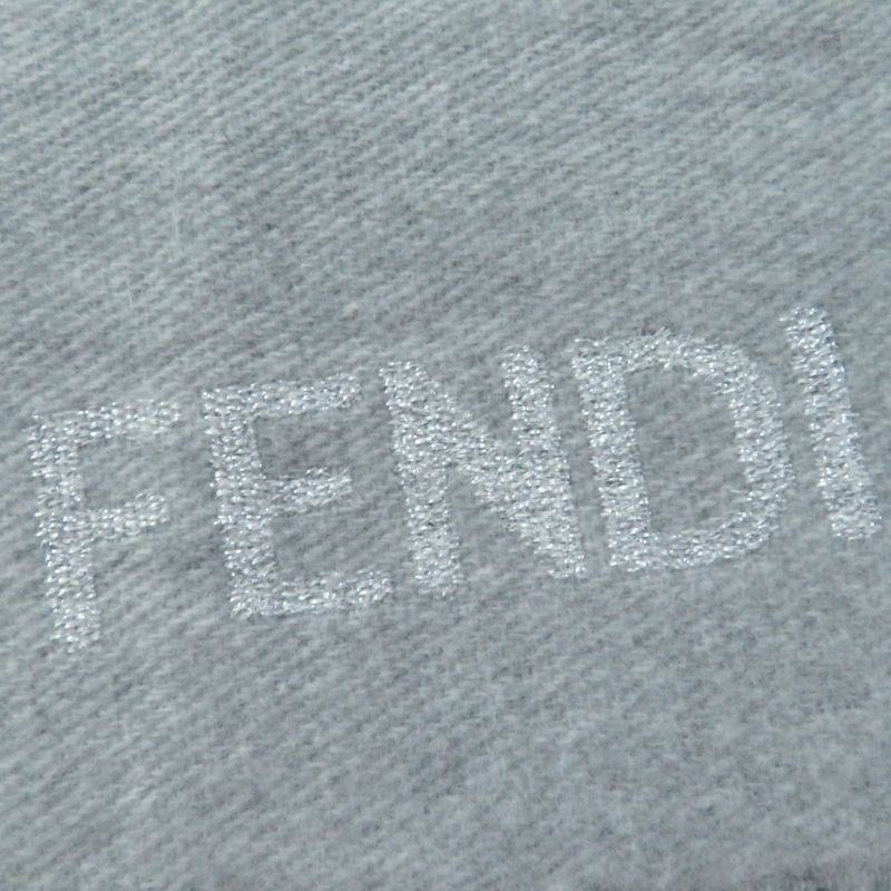 Fendi Fxt485 AROQ TU Wool Cashmere Current Item Scarf Light Gray Silver 35.0 X