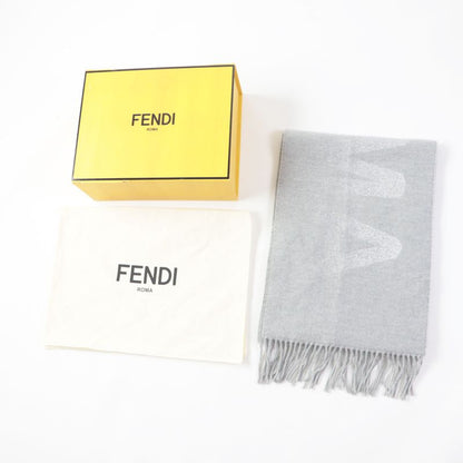 Fendi Fxt485 AROQ TU Wool Cashmere Current Item Scarf Light Gray Silver 35.0 X