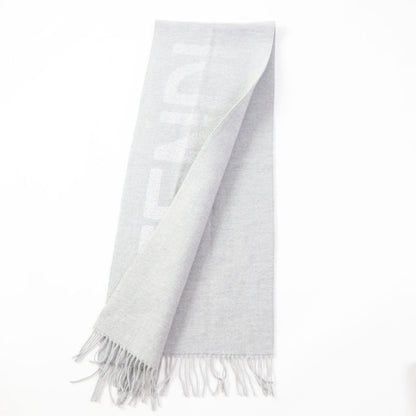 Fendi Fxt485 AROQ TU Wool Cashmere Current Item Scarf Light Gray Silver 35.0 X