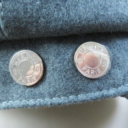 Hermes Deauville 100% Cashmere Cassock With Serie Buttons Blue 57 With Box And