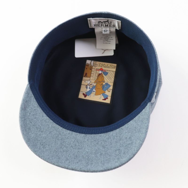 Hermes Deauville 100% Cashmere Cassock With Serie Buttons Blue 57 With Box And