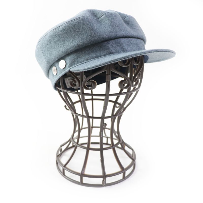 Hermes Deauville 100% Cashmere Cassock With Serie Buttons Blue 57 With Box And