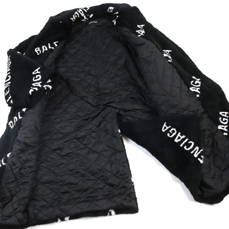 Balenciaga 19AW 595827 Tgq02 Oversized Faux Fur Padded Quilted Lined Long