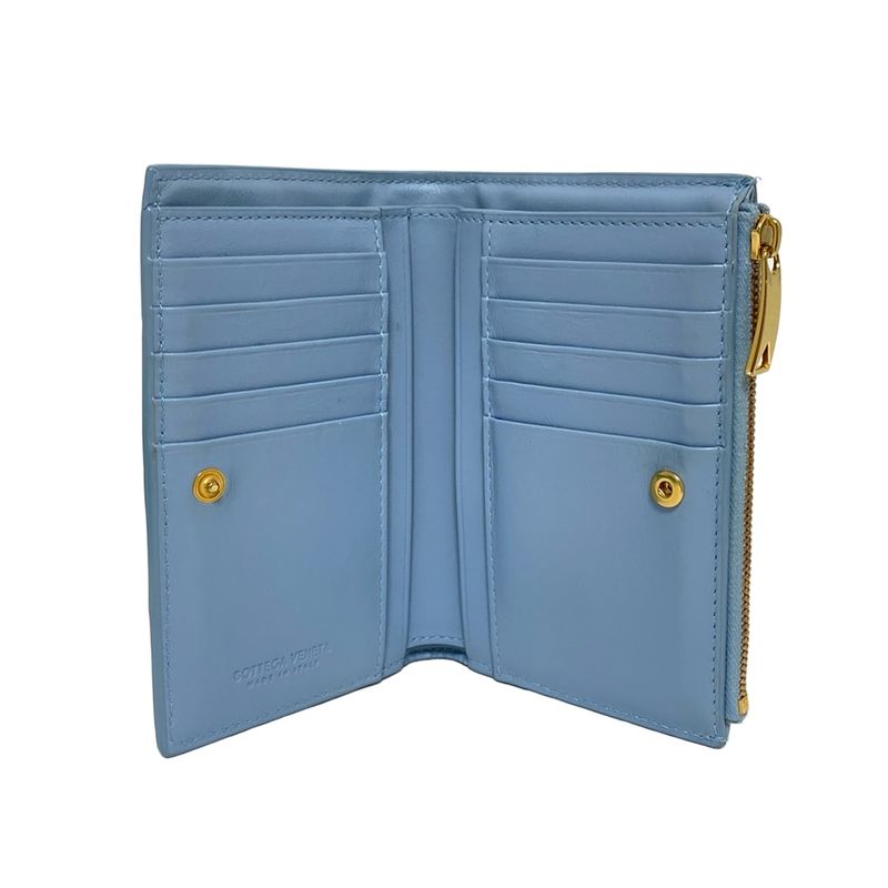 Bottega Veneta Bifold Wallet Medium Cassette Light Blue Leather