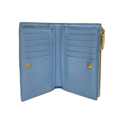 Bottega Veneta Bifold Wallet Medium Cassette Light Blue Leather