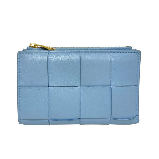 Bottega Veneta Bifold Wallet Medium Cassette Light Blue Leather