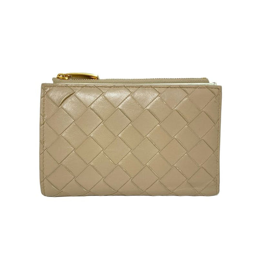 Bottega Veneta Intrecciato Gray-beige Leather Wallet