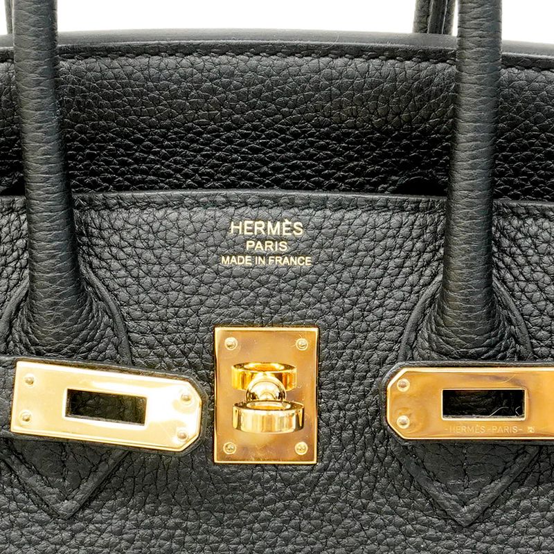 5ob1102-1-h-g]hermes Handbag Birkin 25 Togo Black Gold Hardware Y Engraved