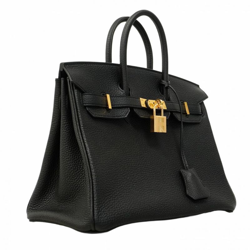 5ob1102-1-h-g]hermes Handbag Birkin 25 Togo Black Gold Hardware Y Engraved
