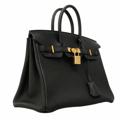 5ob1102-1-h-g]hermes Handbag Birkin 25 Togo Black Gold Hardware Y Engraved
