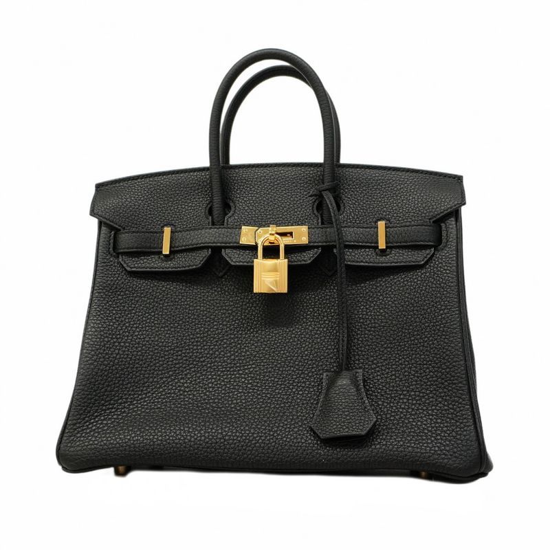 5ob1102-1-h-g]hermes Handbag Birkin 25 Togo Black Gold Hardware Y Engraved