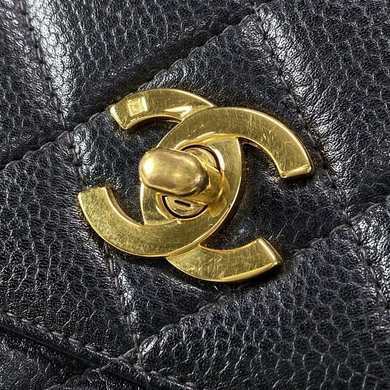 Chanel Handbag Trapezoid Bag/matelasse A12397 Black Gold Hardware