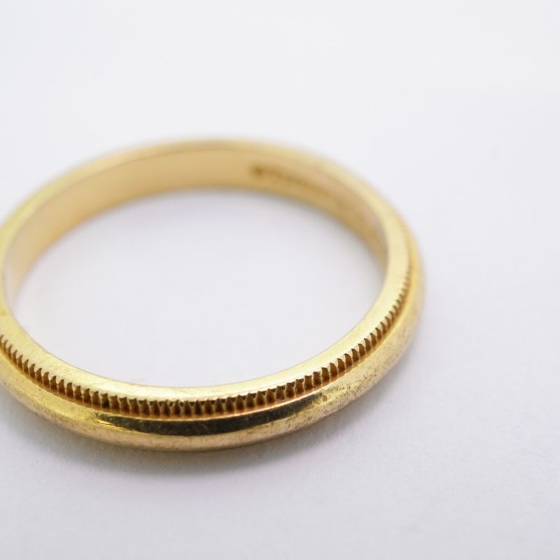 Tiffany & Co Ring Milgrain 18K Yellow Gold Yellow Gold Size 15 Men's