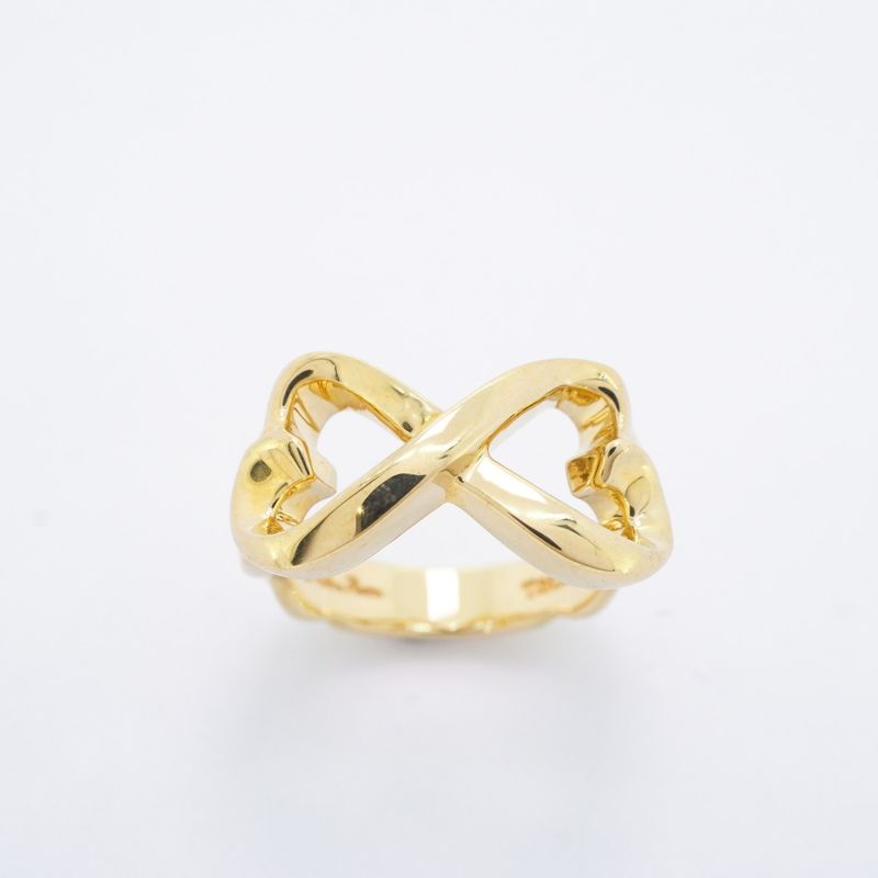 Tiffany & Co Ring Double Rubbing Heart 18K Yellow Gold Yellow Gold #125 Ladies