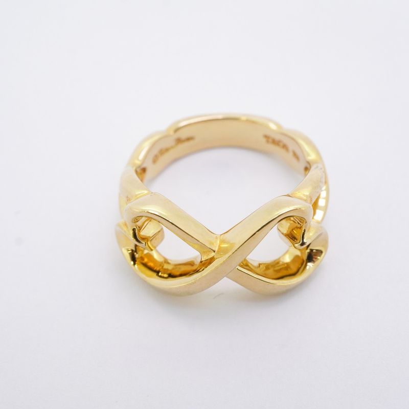 Tiffany & Co Ring Double Rubbing Heart 18K Yellow Gold Yellow Gold #125 Ladies