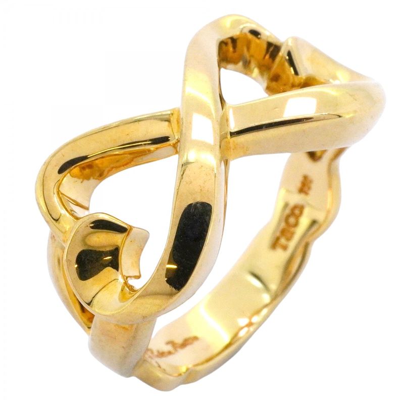 Tiffany & Co Ring Double Rubbing Heart 18K Yellow Gold Yellow Gold #125 Ladies