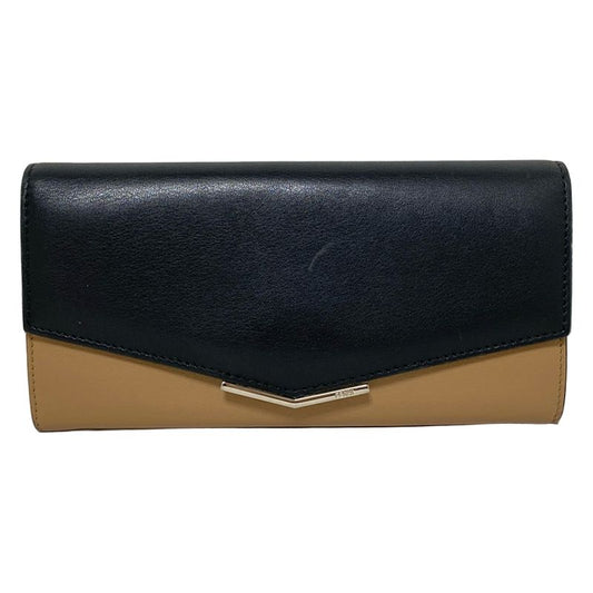 Fendi Long Wallet Toujours 8m0350 Brown And Black Leather