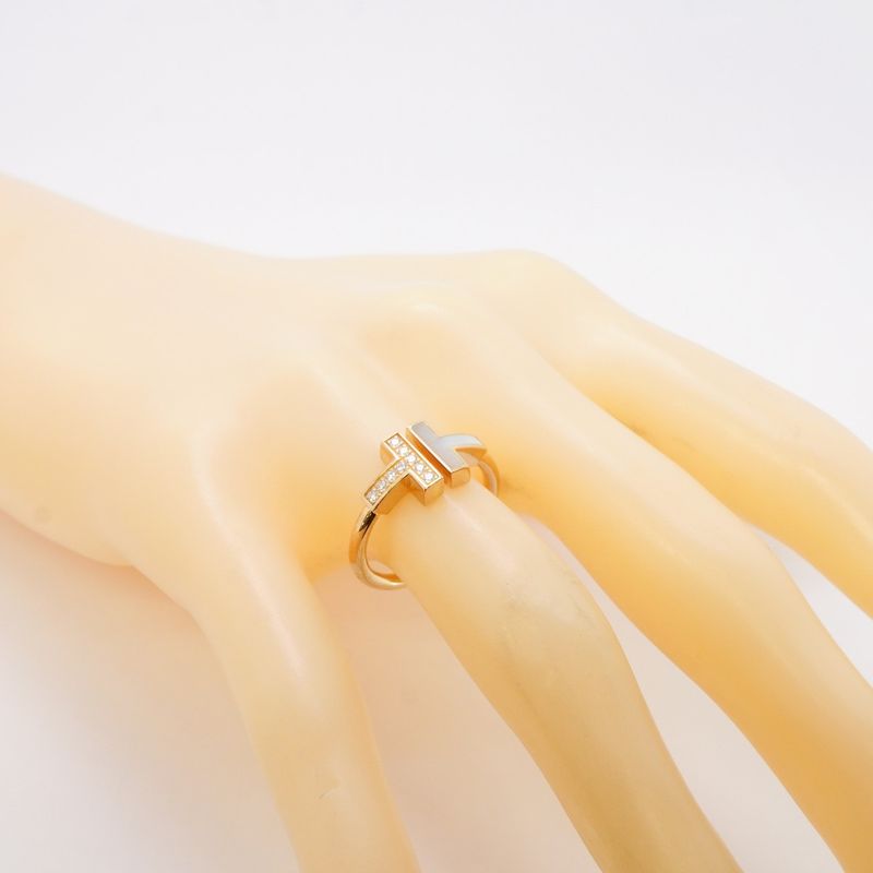 Tiffany & Co Ring T-wire 18K Pink Gold Pink Gold Mother-of-pearl Diamond #105