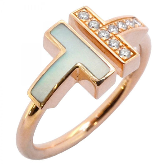 Tiffany & Co Ring T-wire 18K Pink Gold Pink Gold Mother-of-pearl Diamond #105