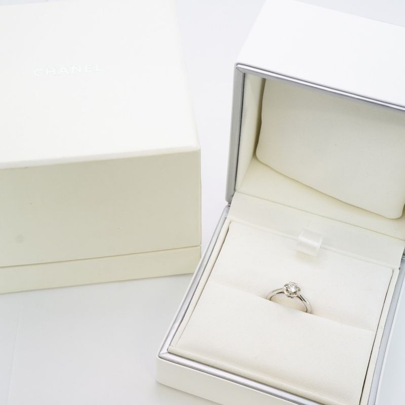 Chanel Ring Camellia 1PD Pt950 Platinum Diamond #47 Ladies