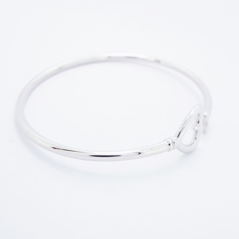 Tiffany & Co Bangle Heart Key 18K White Gold White Togo Old Ladies